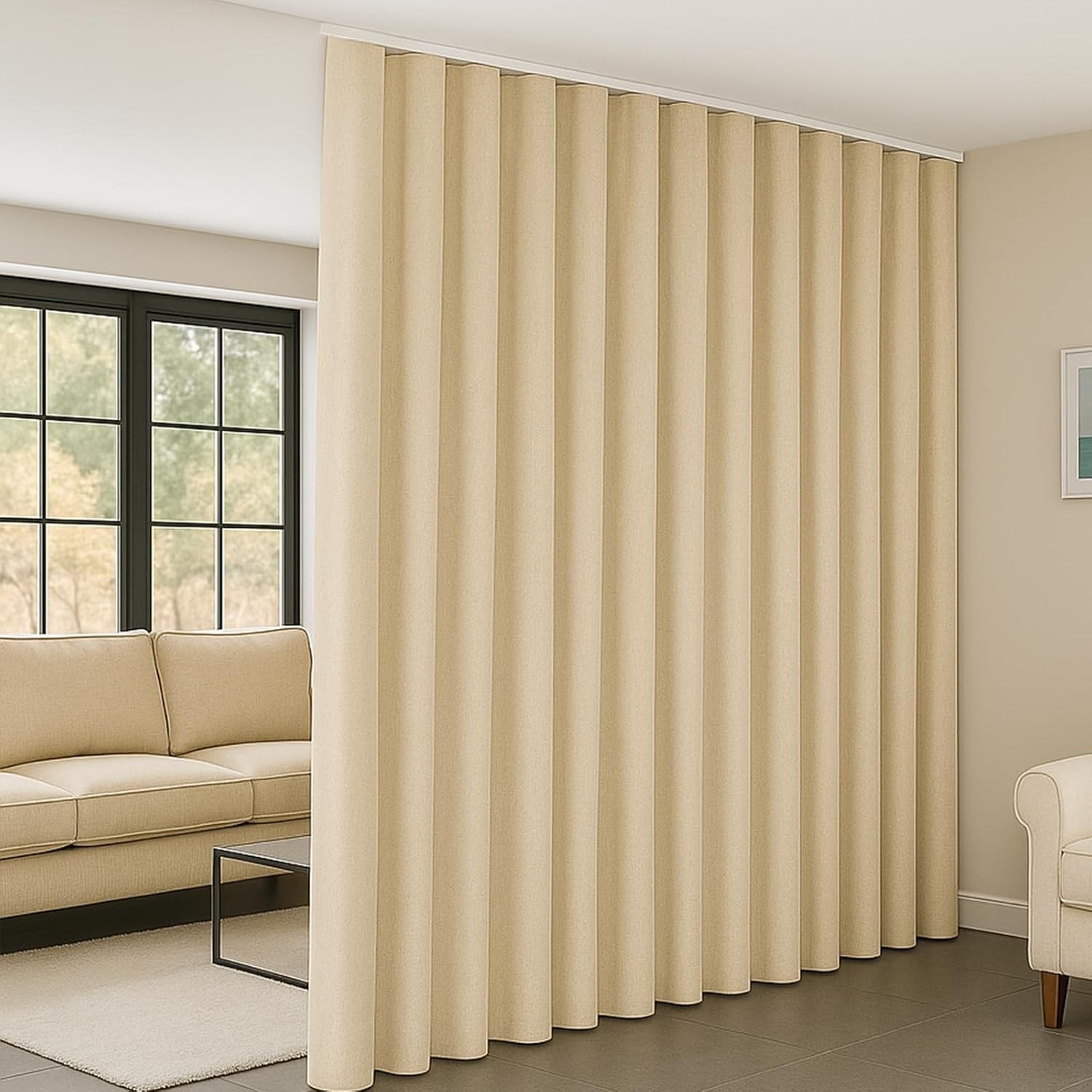 Room Divider Ceiling Curtain Track Set, Blackout Curtains Room Partition Privacy