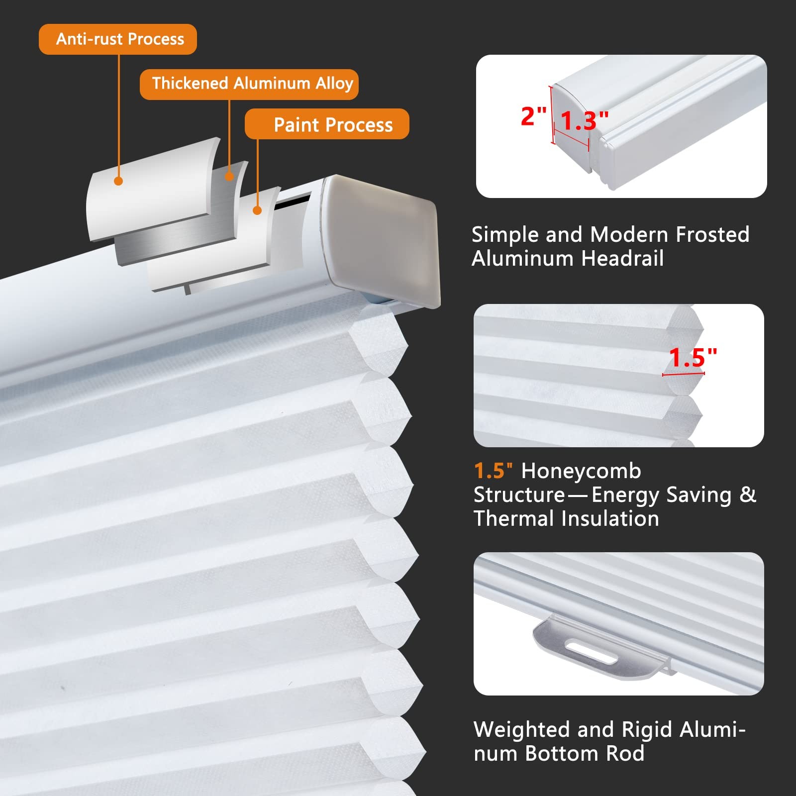Persilux Honeycomb Shades For Windows Cordless Cellular Blinds Light Filtering