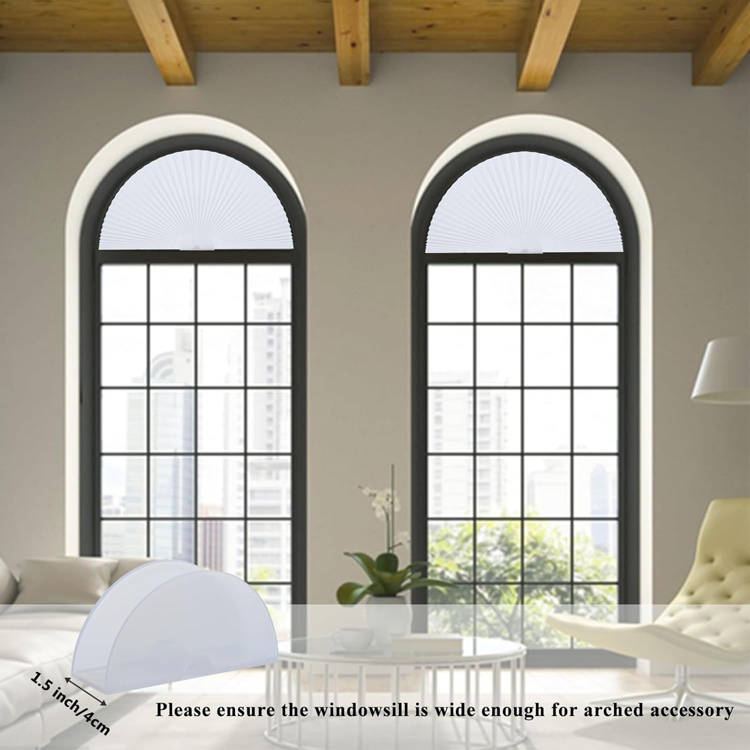 Arch Window Shade Radius 18 Inch Half Circle Arched Non-Woven Stick on Cut to Si