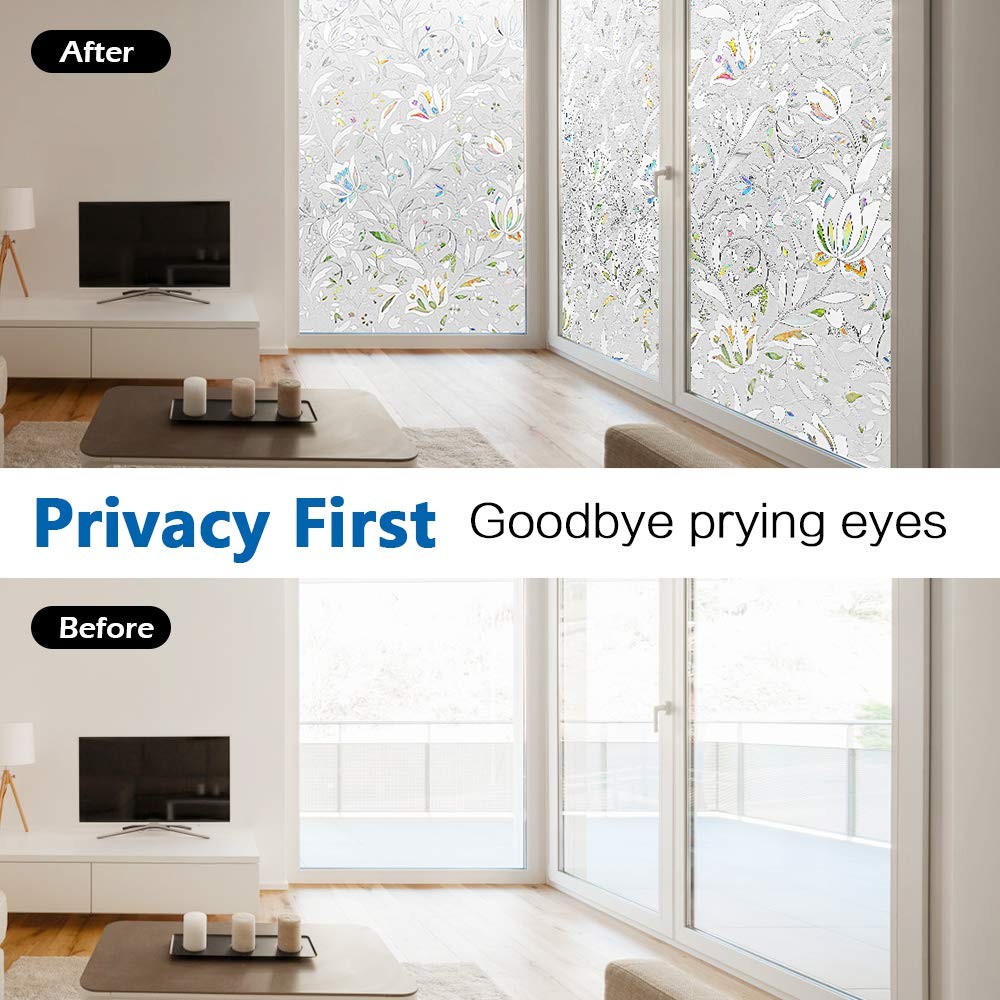 Window Privacy Film, Frosted Removable Glass Covering 17.5″ x 78.7″, White