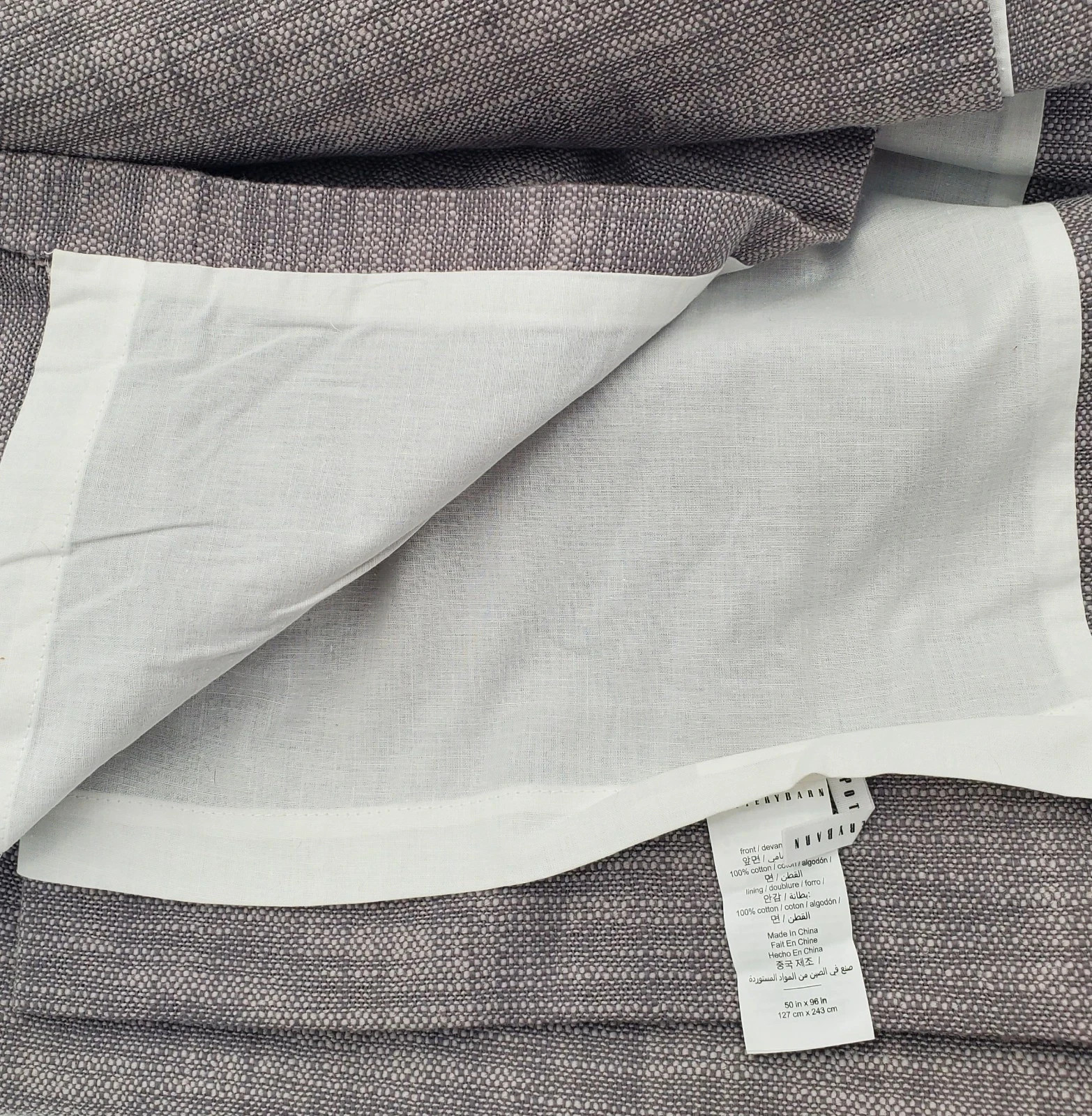 Pair Pottery Barn Seaton Textured Cotton Curtains 50×96 Gray Lined Panels