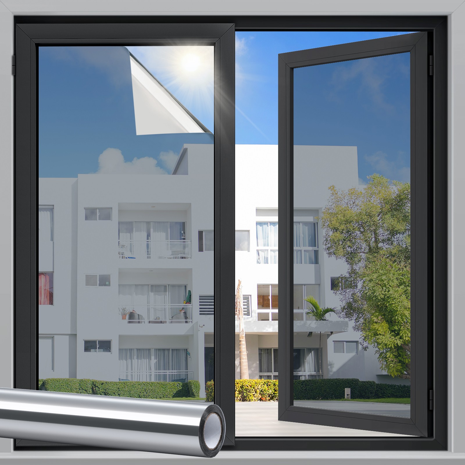 Pigo Privacy Static Cling One Way Mirror Window Film Tint Removable Reflective