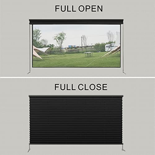 RV Pleated Shades, 26″ W x 38″ L Black Window Blinds for Camper, 26″W x 38″H