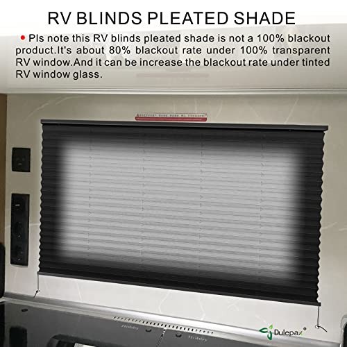 RV Pleated Shades, 26″ W x 38″ L Black Window Blinds for Camper, 26″W x 38″H
