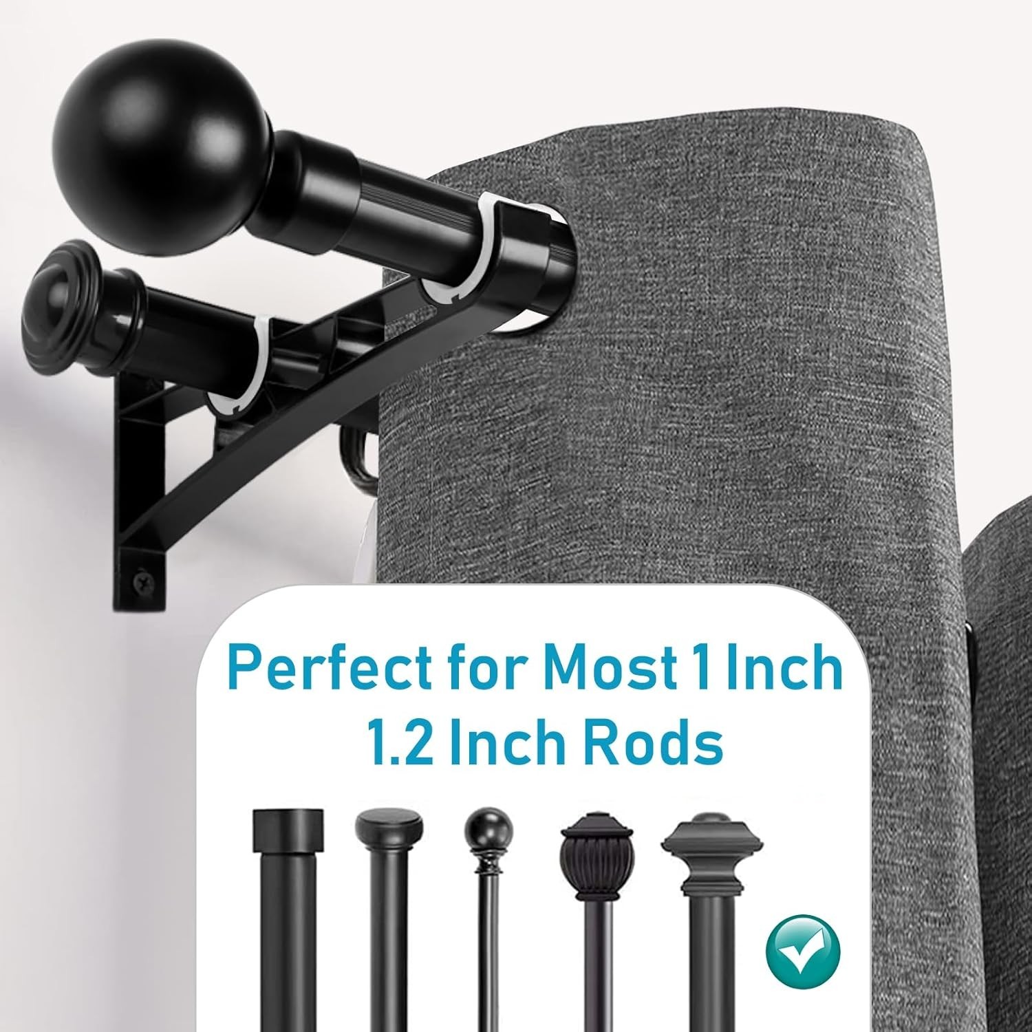 Curtain Rod Bracket, 3 Pack Double Curtain Rod Brackets, Heavy Duty Drapery H…