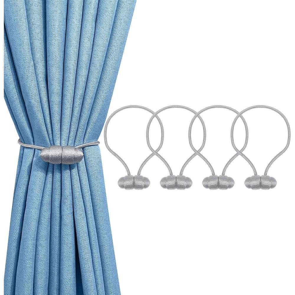 4PCS Gray Boho No Drill Magnetic Curtain Tiebacks for Home Decor | Decorative