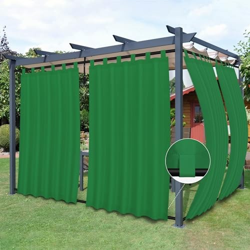 Outdoor Patio Curtains Detachable Tab Top 54″W x 84″L (Pack of 2) Green
