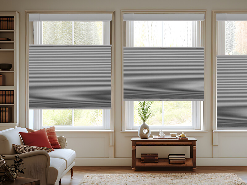 No Screw Installation Clearance Light Filtering Gray Cellular Blinds Honeycomb
