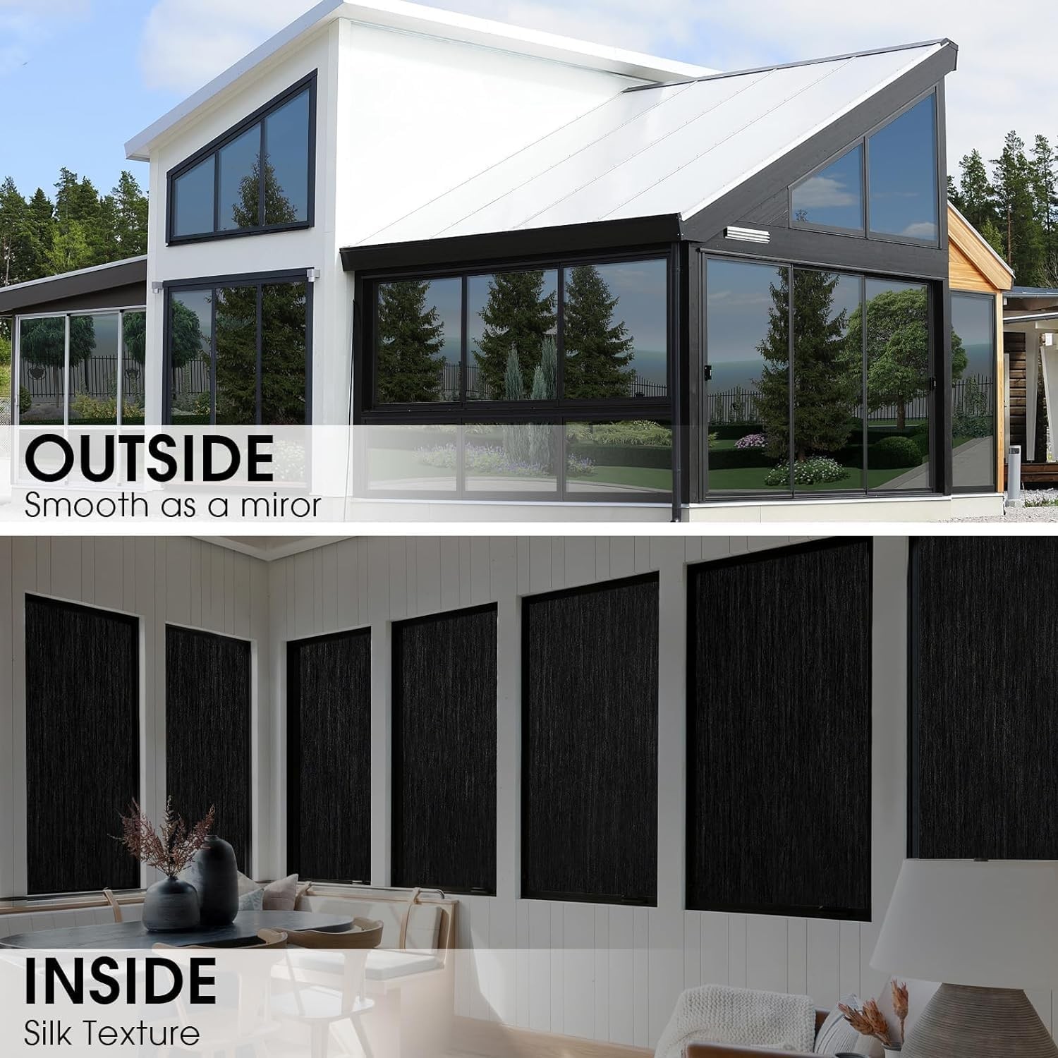 Black Light-blocking Privacy Protection Decorative Window Film Brushed Texture