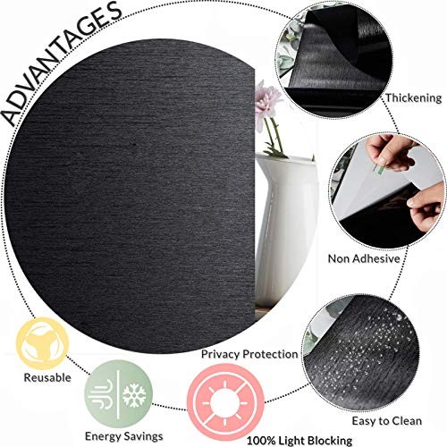 Total Blackout Window Film Silk Black Window Cover 17.7in x 6.5ft (45x200cm)