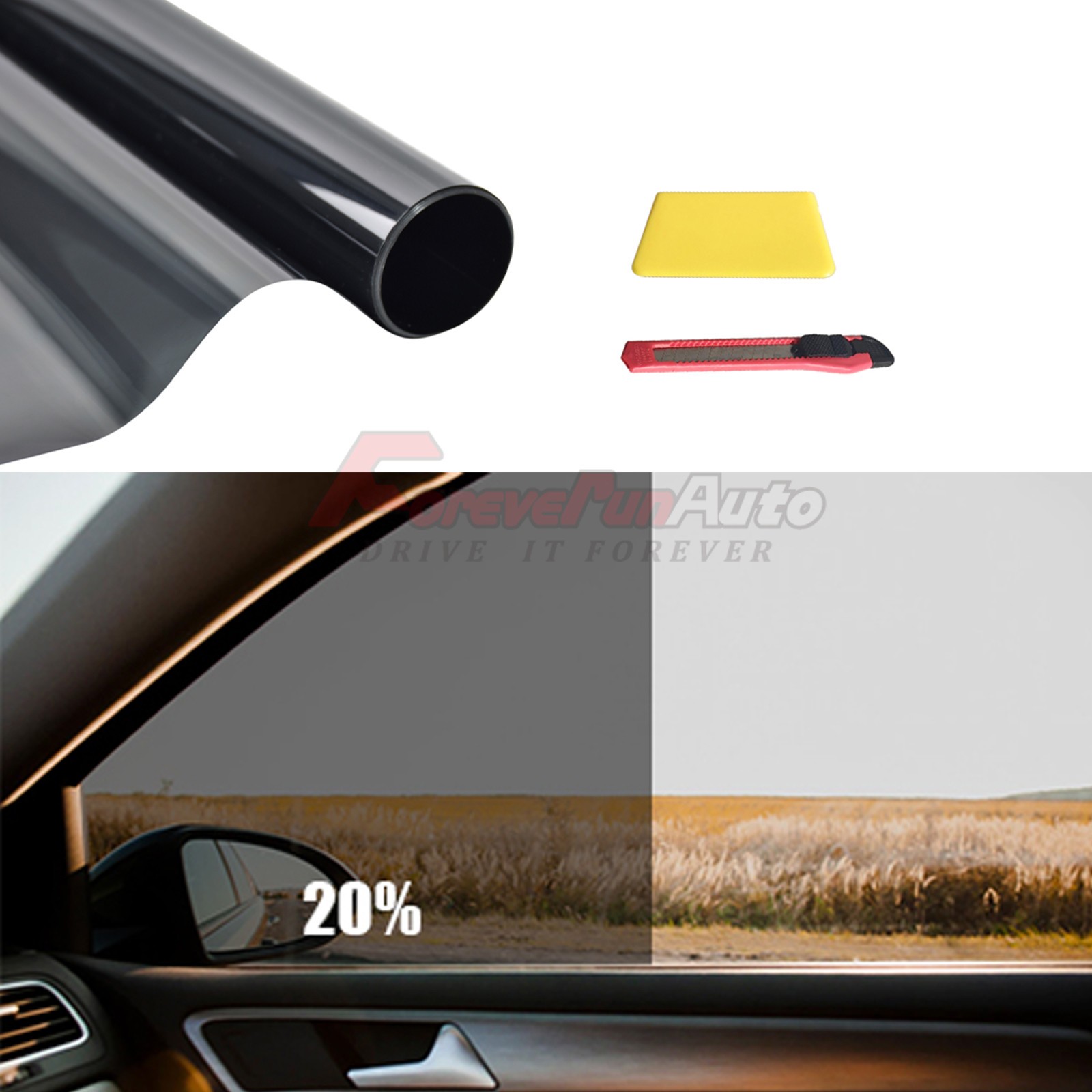 2Ply 20″x100FT 20% VLT Window Tint Film Roll Car Truck UV Protection