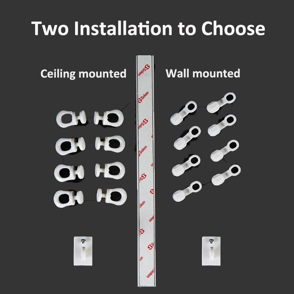 Adhesive Curtain Track, Self Adhesive Ceiling or Wall Curtain Rail Set (32 In…