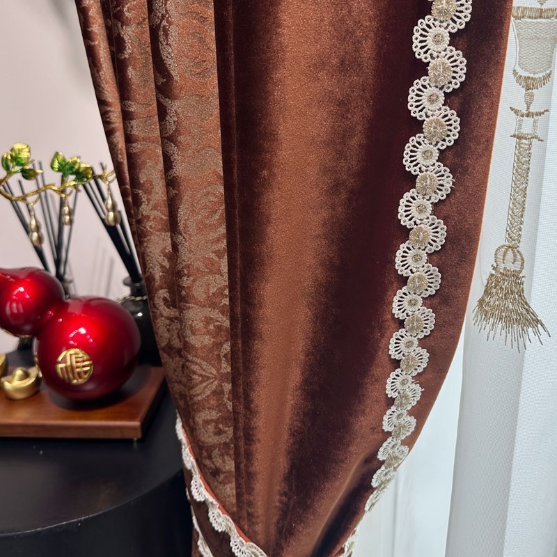 European luxury classical shading bronzing velvet curtain valance tulle M1737