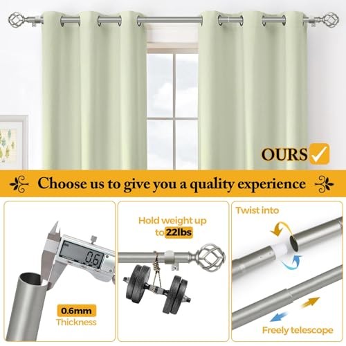 Curtain Rod 32 to 58 Inches (2.6 to 4.8 ft), 7/8 Curtain 32-58″ Antique Silver