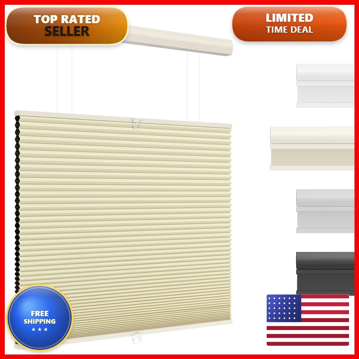 UNISHADES Top Down Bottom Up Cellular Shades 33″x64″ Beige Blackout