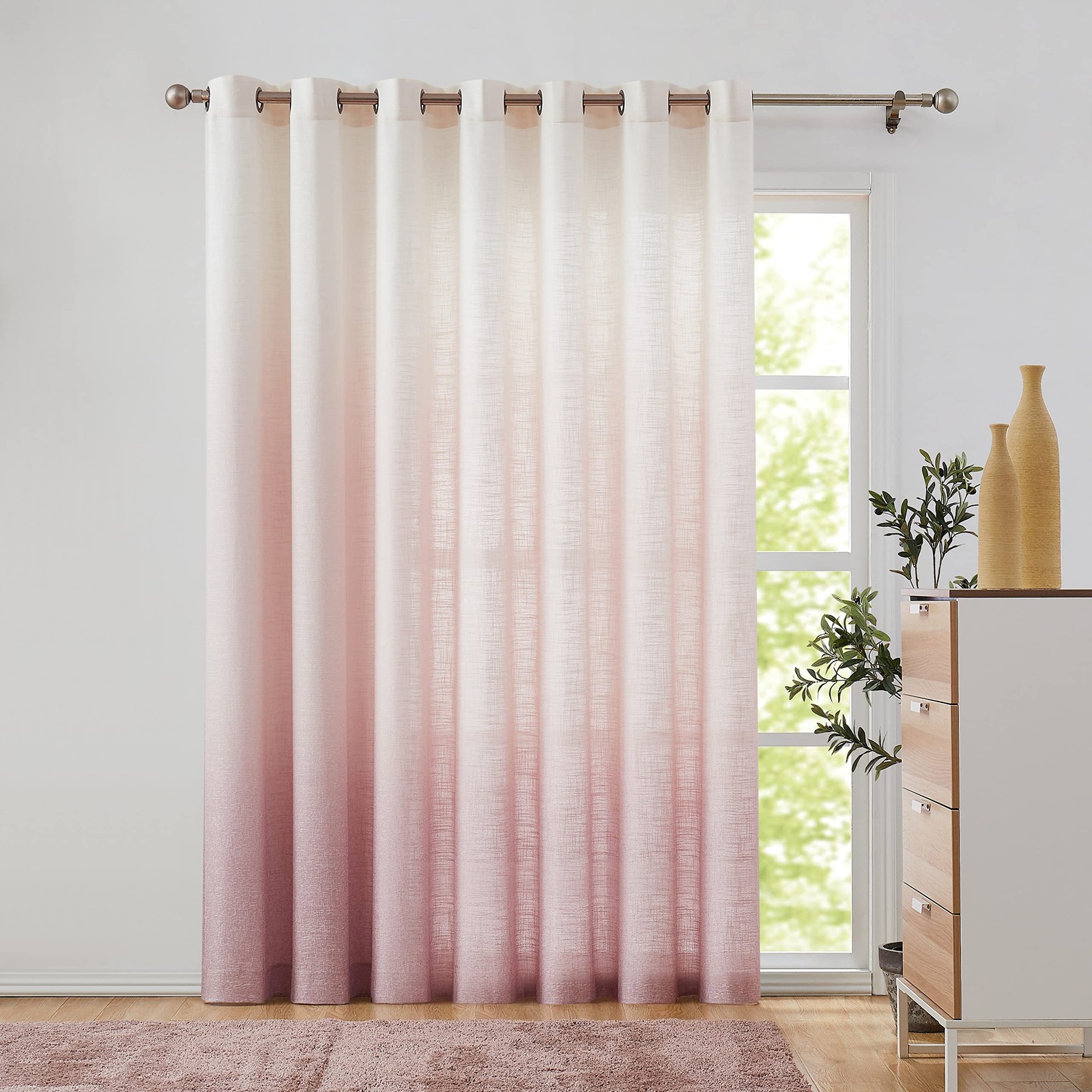 Ombre Window Door Curtain 100″ Extra Wide Linen Ombre Gradient Print on Rayon…