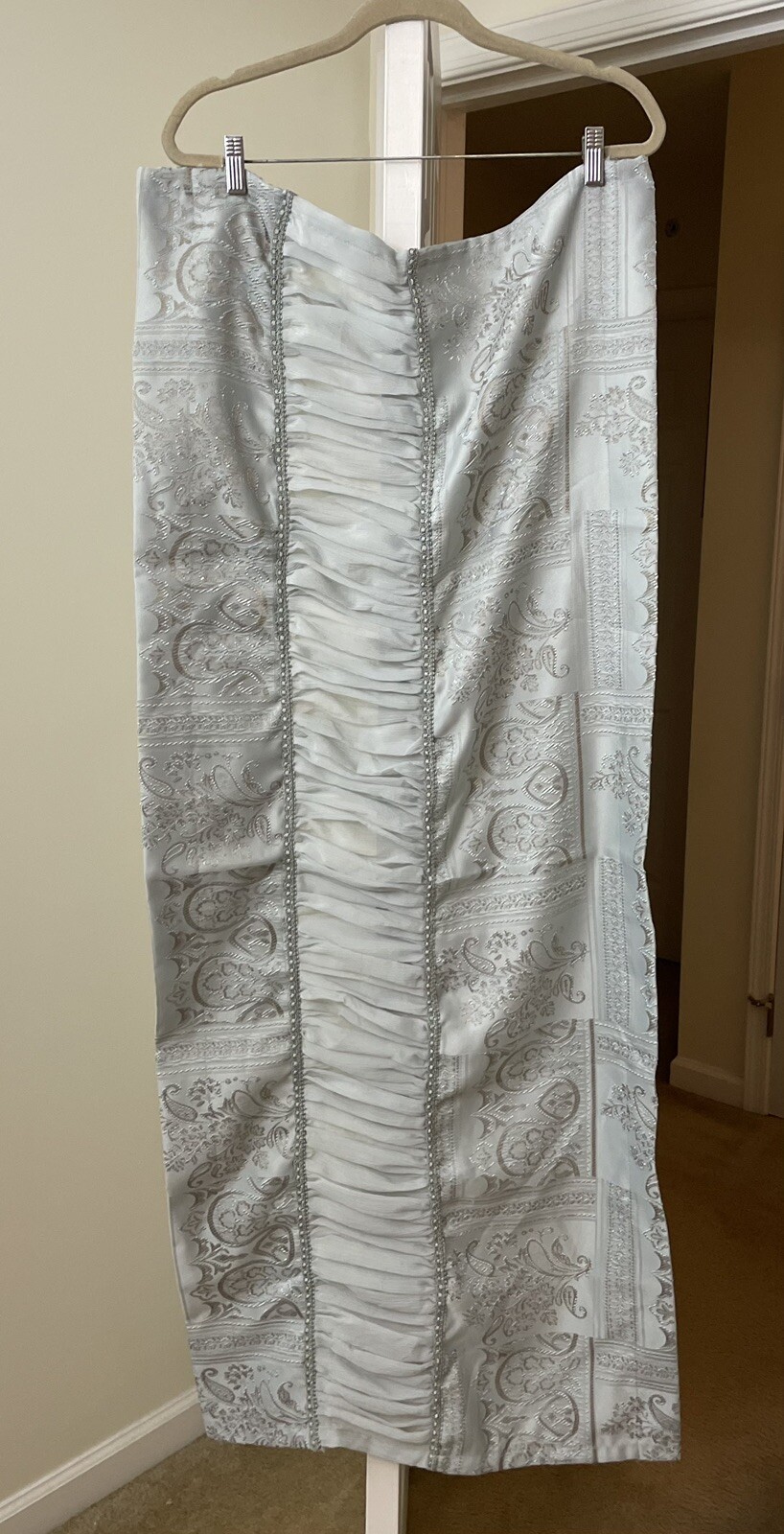 JC Penney Home Collection Valance Gray Paisley Pleated Chiffon Traditional Style