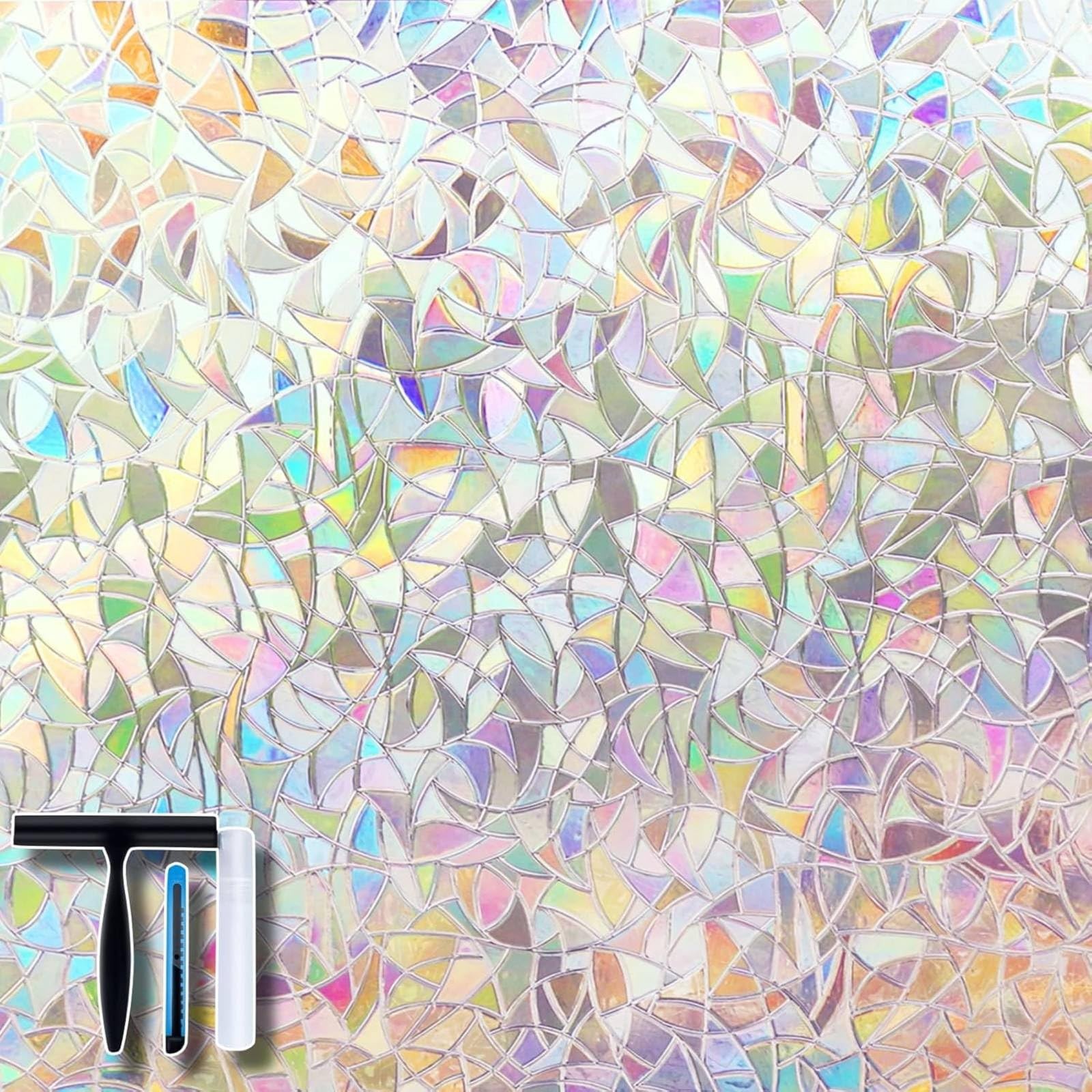 Window Film Privacy Static Cling Rainbow Effect Heat Control 17.5×78.7 Inches