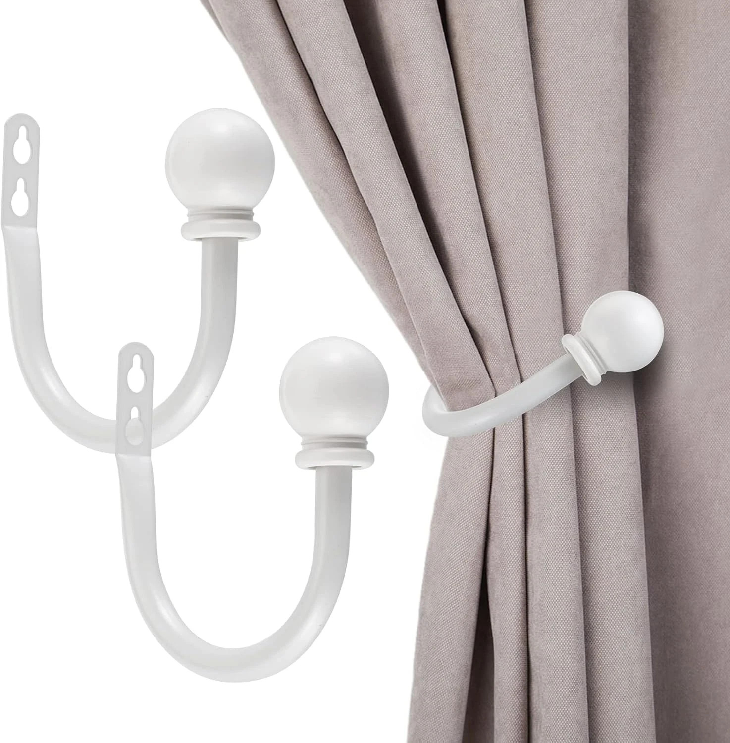 Set of 2 Decorative Curtain Holdbacks, Wall Mounted Aluminum Alloy Window Draper