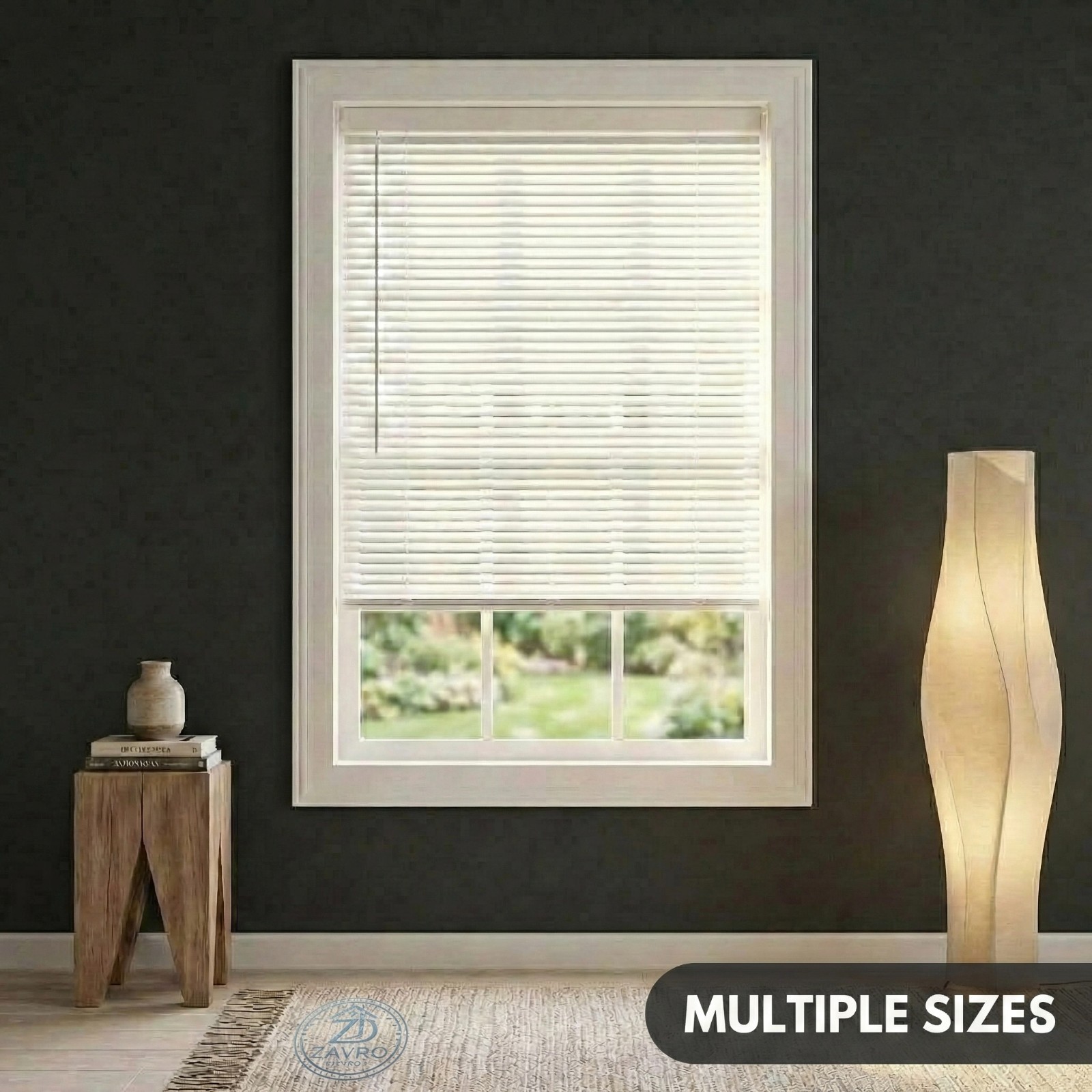 Light Filtering cordless Window Blinds Vinyl Mini Blinds 1″ White 23-70 in Wide