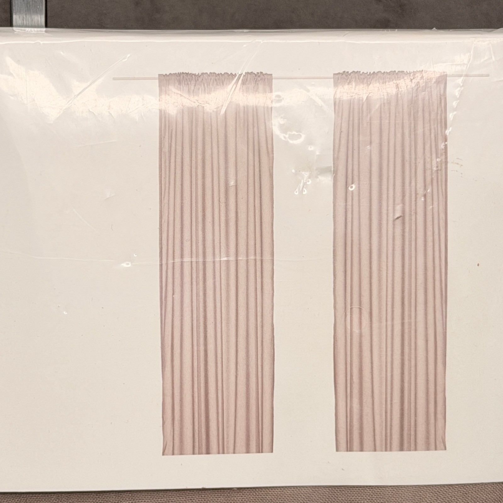 IKEA TORHILD Curtains Pair 57×98 Grey Brown Beige Sheer 100% Polyester Set 2 NEW