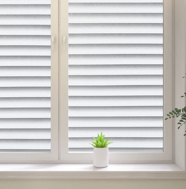 Privacy Window Film ~ Window Sticker ~ 17.7″ x 78.7″ ~ FROSTED GLASS ~ BLINDS