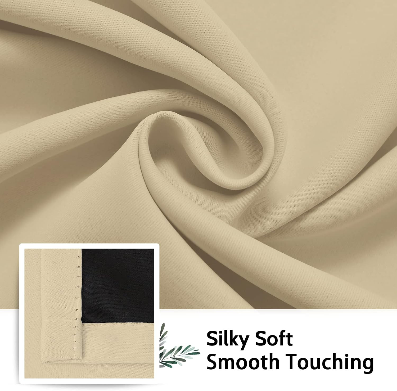 Beige 100% Blackout Curtains Room Darkening Living Room 84 Inch | Curtains for B
