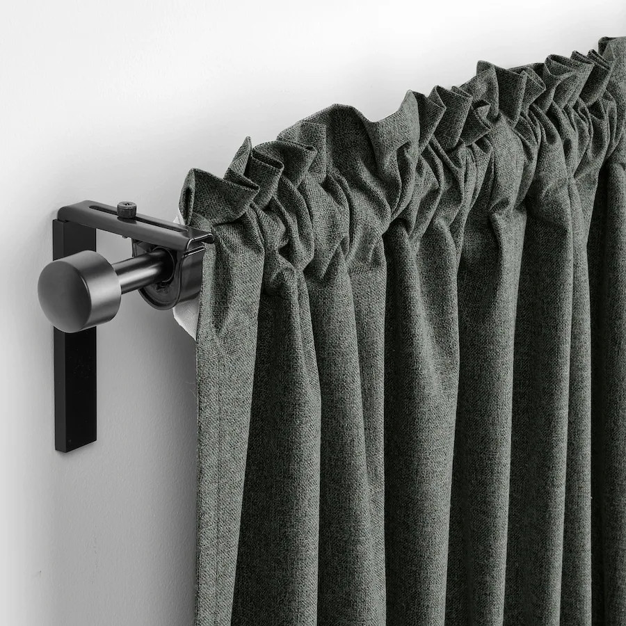NEW Ikea ROSENMANDEL Room Black Out Curtains 1 pair Dark Green 53×84″ 405.562.43