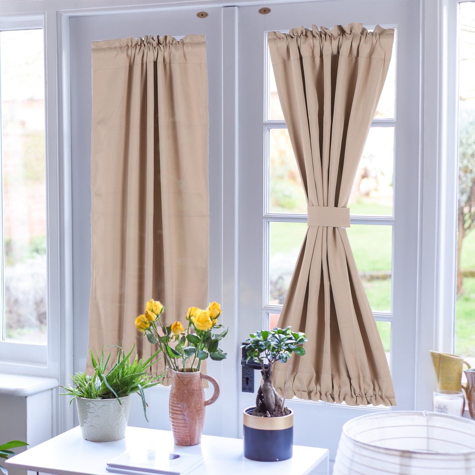 25″W x 40″L French Window Door Half Curtain Blackout Side Light Drapery White