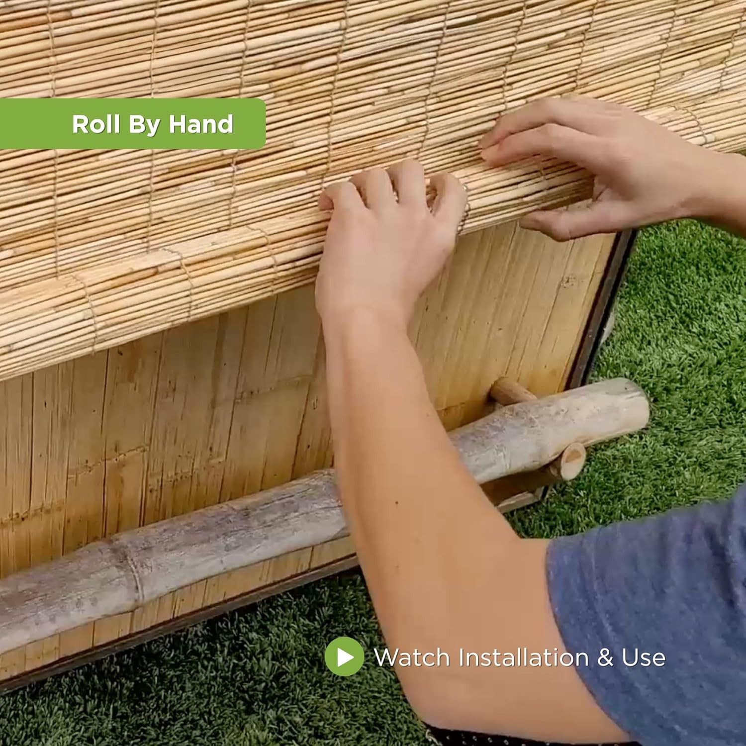 Light-Filtering Cord-Free Bamboo Reed Roll-Up Blind Shades