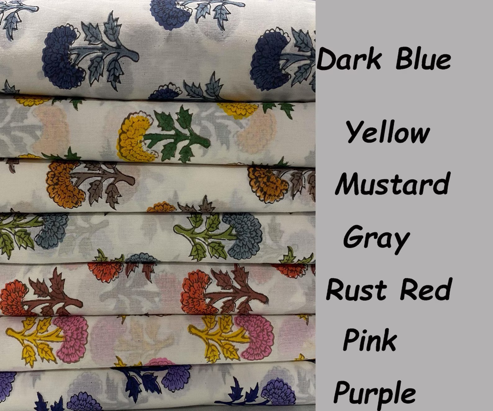 Hand Block Print Cotton Curtains Floral Boho Window Drapes Tab Top Set of 2