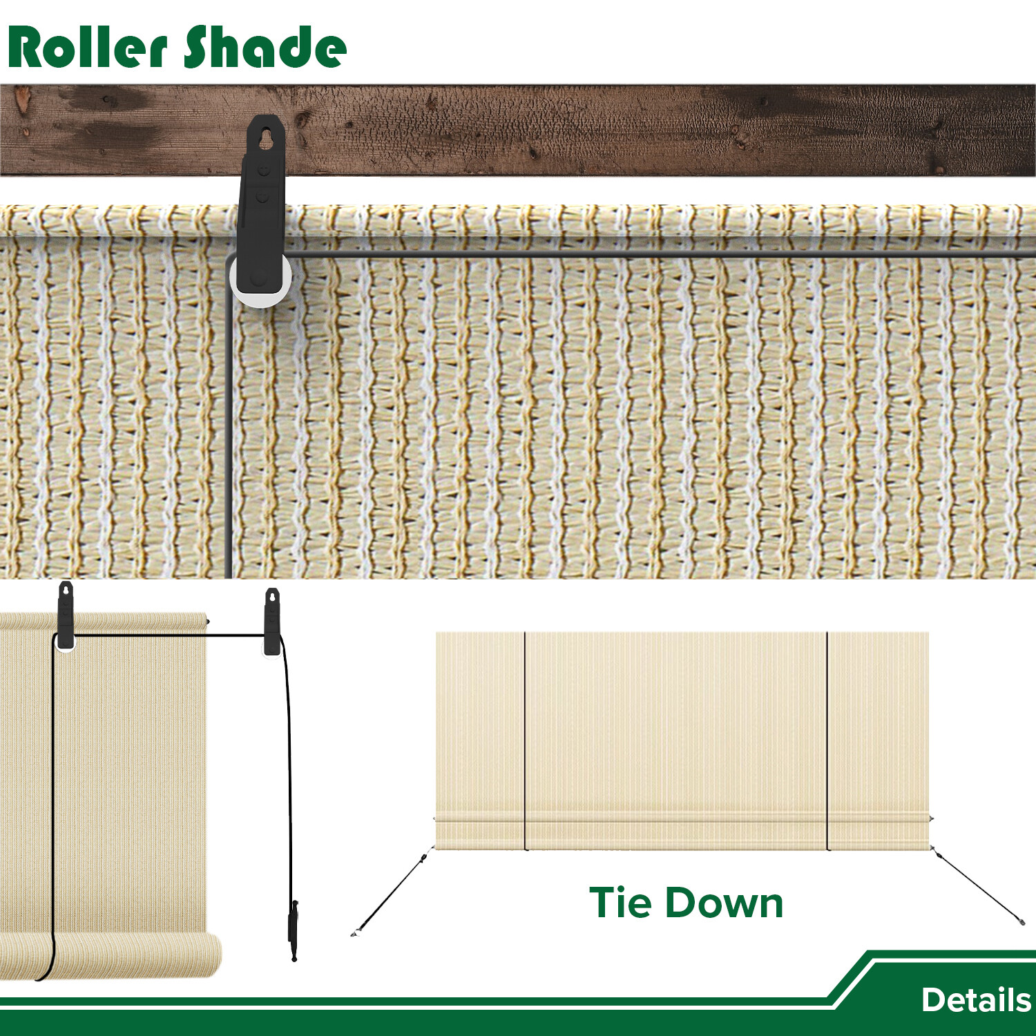 Roller up Shades Curtain Patio Deck Porch Pergola Balcony Backyard Outdoor-5FT
