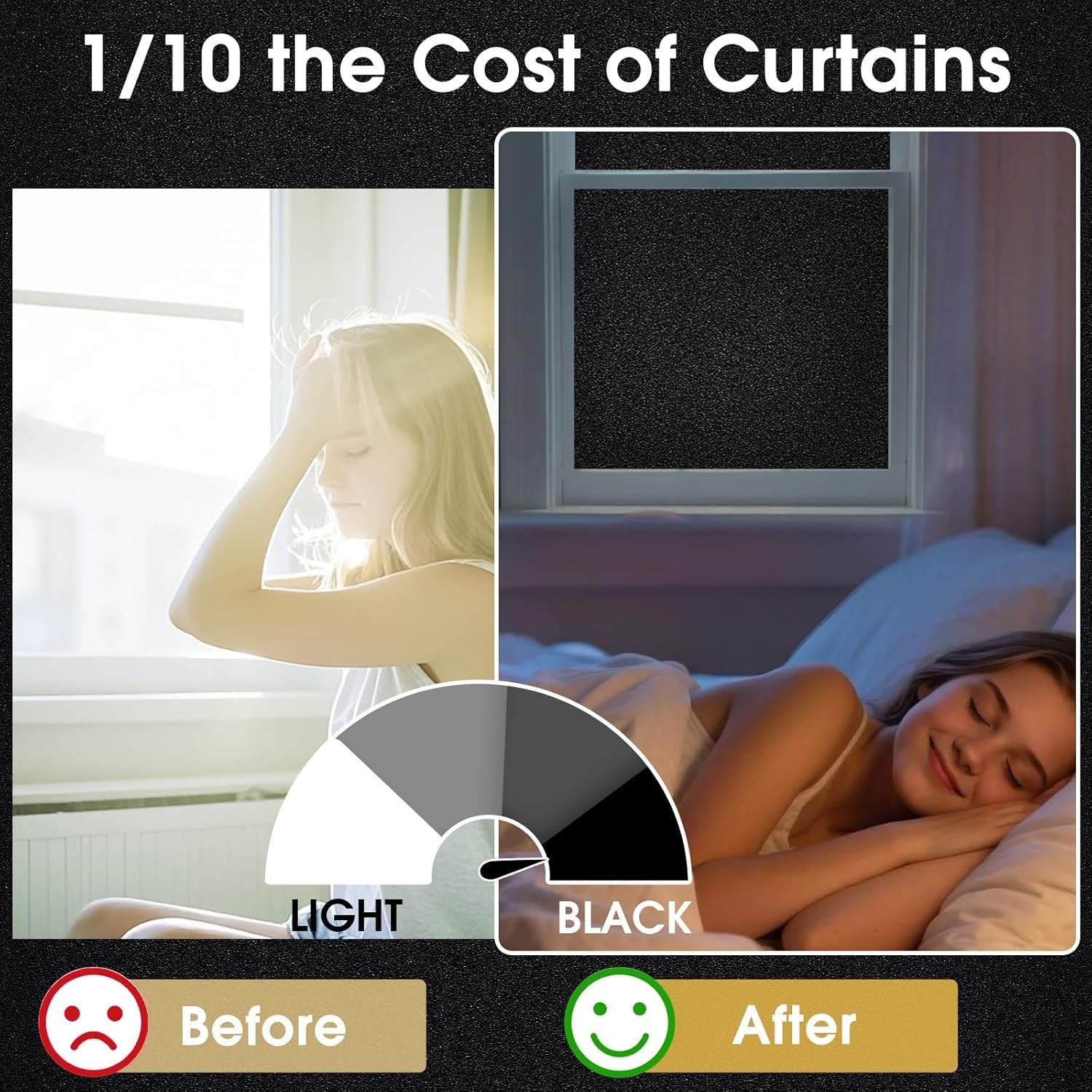 Renter-Friendly Blackout Window Film – Easy Install Static Cling, 11.8×78.7 Inch