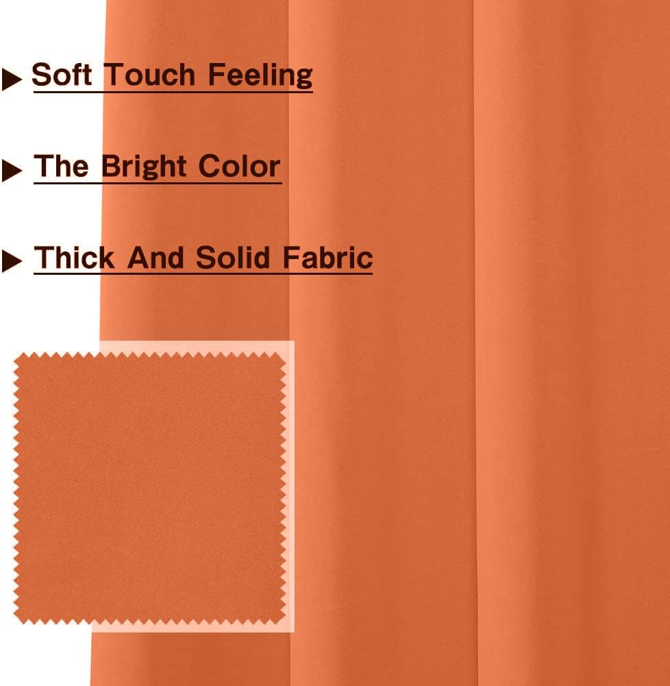 Orange Blackout Curtain for Bedroom, Single Panel Curtains for Living Room 84 In
