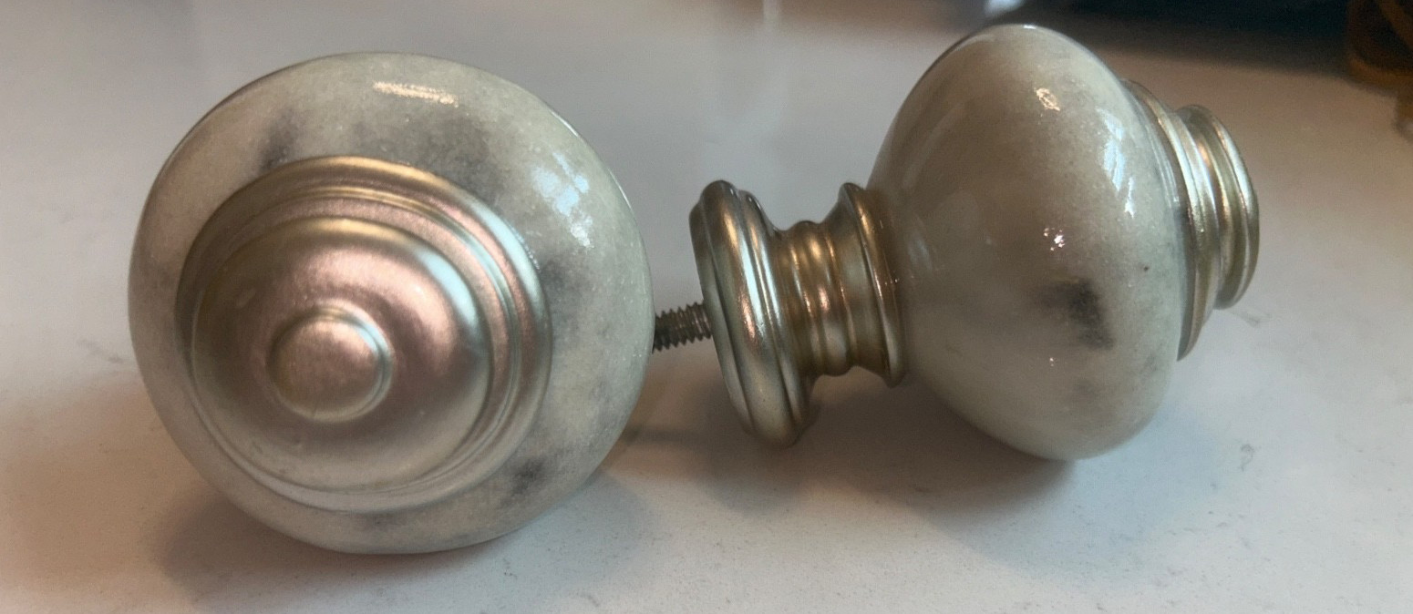 Vintage Modern White Marble Curtain Rod Finials Ends 1 pair (multiple avail.)