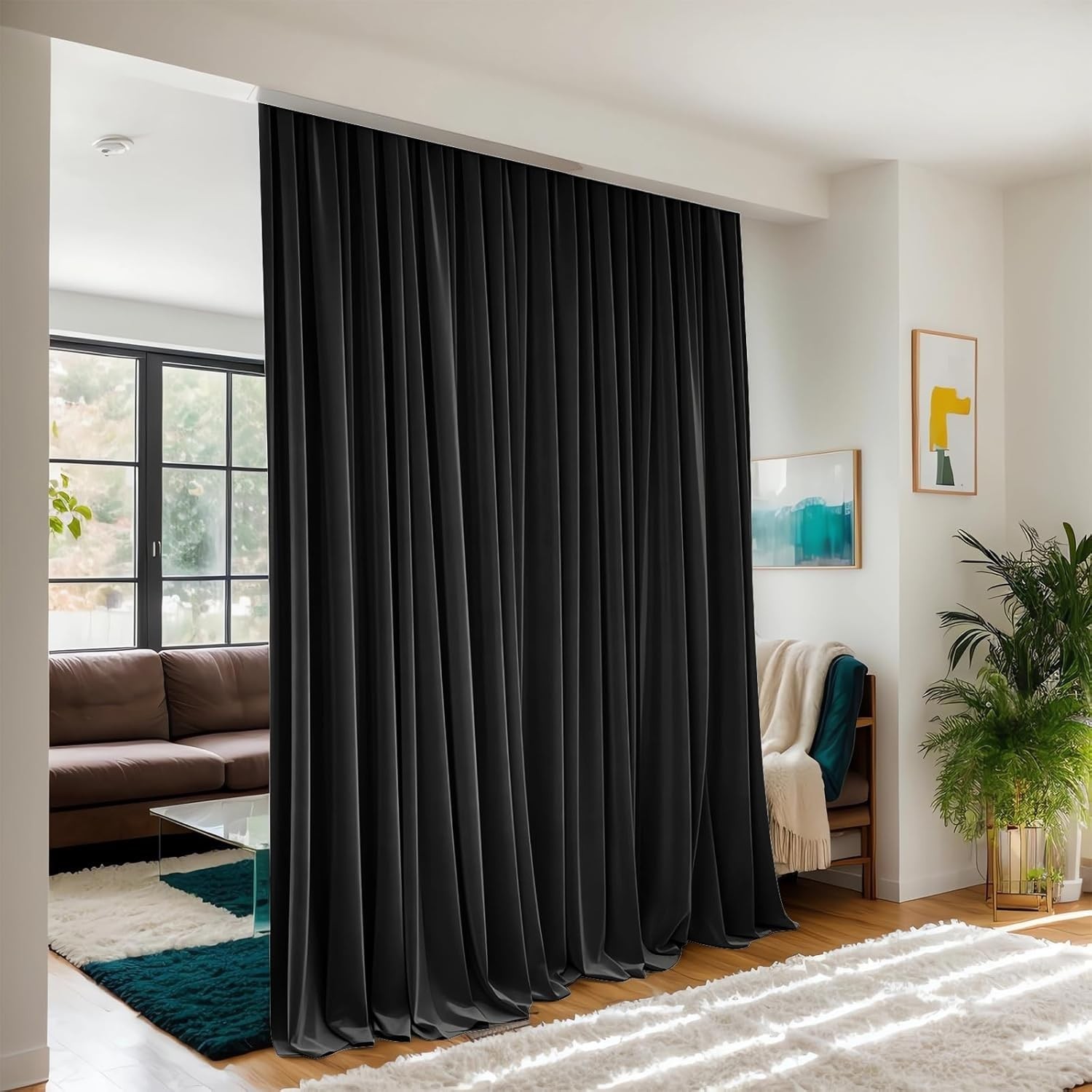 Extra Wide Blackout Curtains Soundproof Room Divider Curtains Ceiling Track