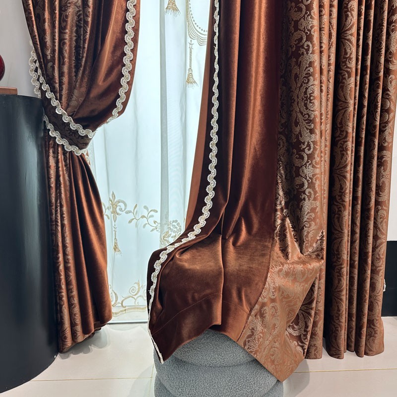 European luxury classical shading bronzing velvet curtain valance tulle M1737