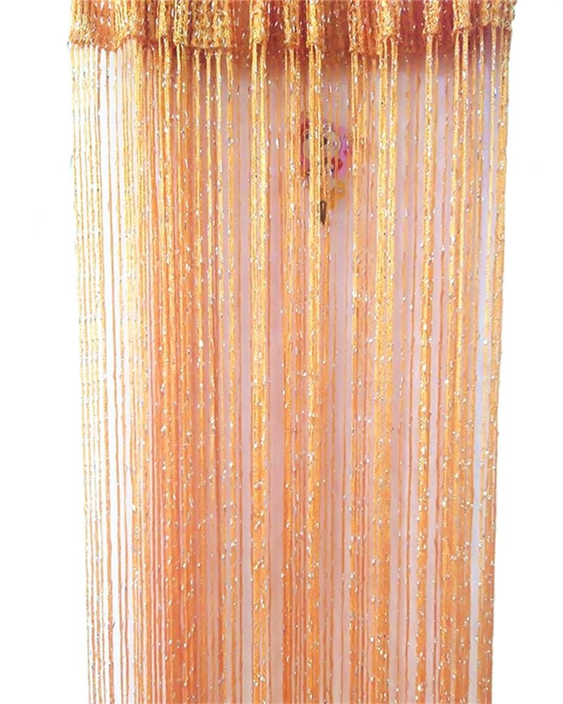 Decorative Door String Curtain Panel Tassel Screen Divider 100cm x 200cm Orange