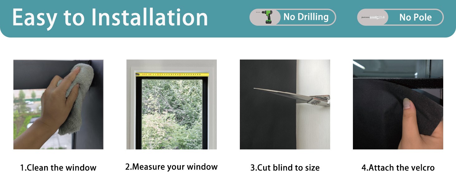 Myshade Portable Blackout Window Cover Roller Blind Screen for Windows No Drill
