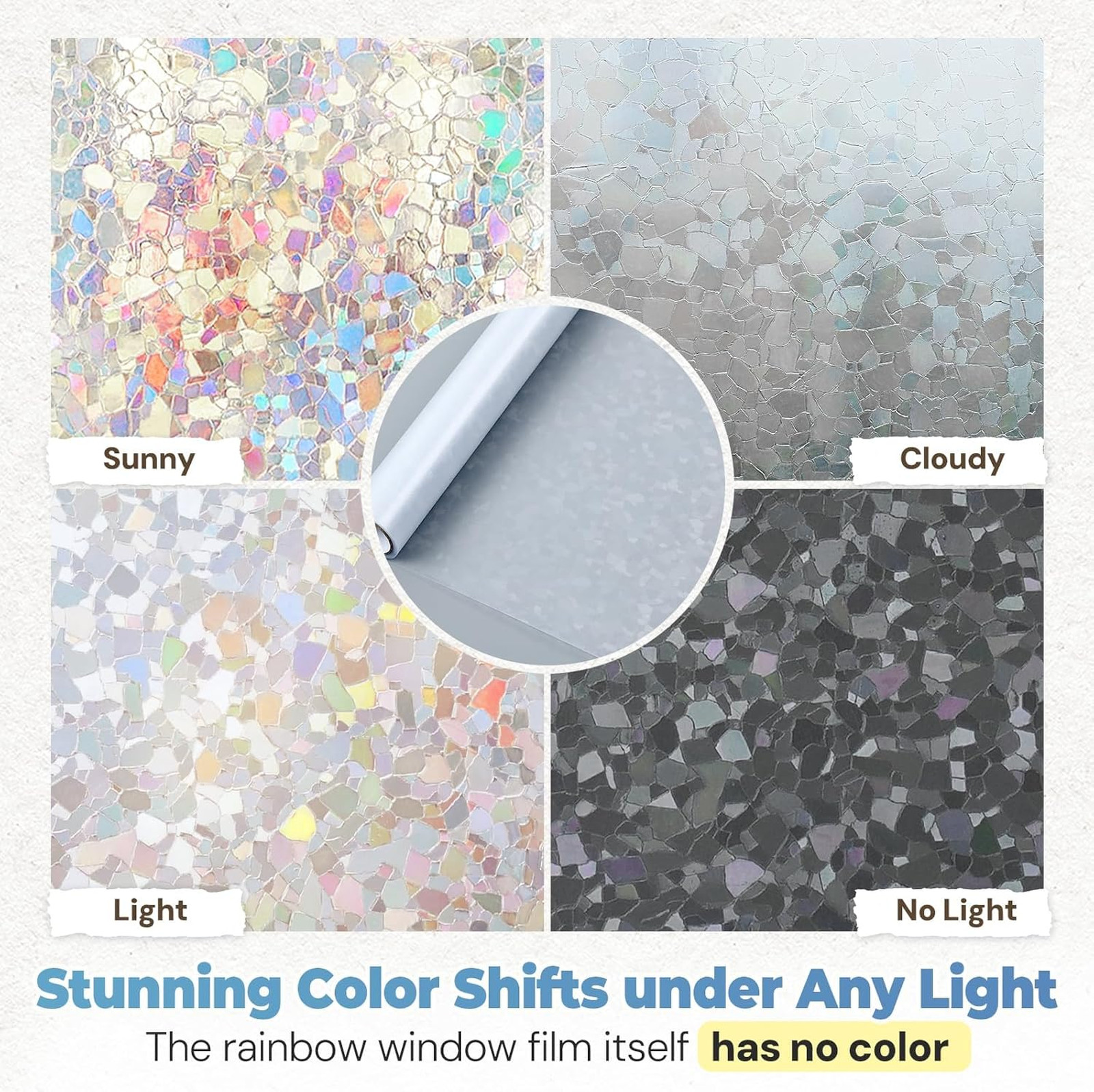 Window Privacy Film Rainbow Decorative Sticker 17.5 x 78.7 inches Static Cling