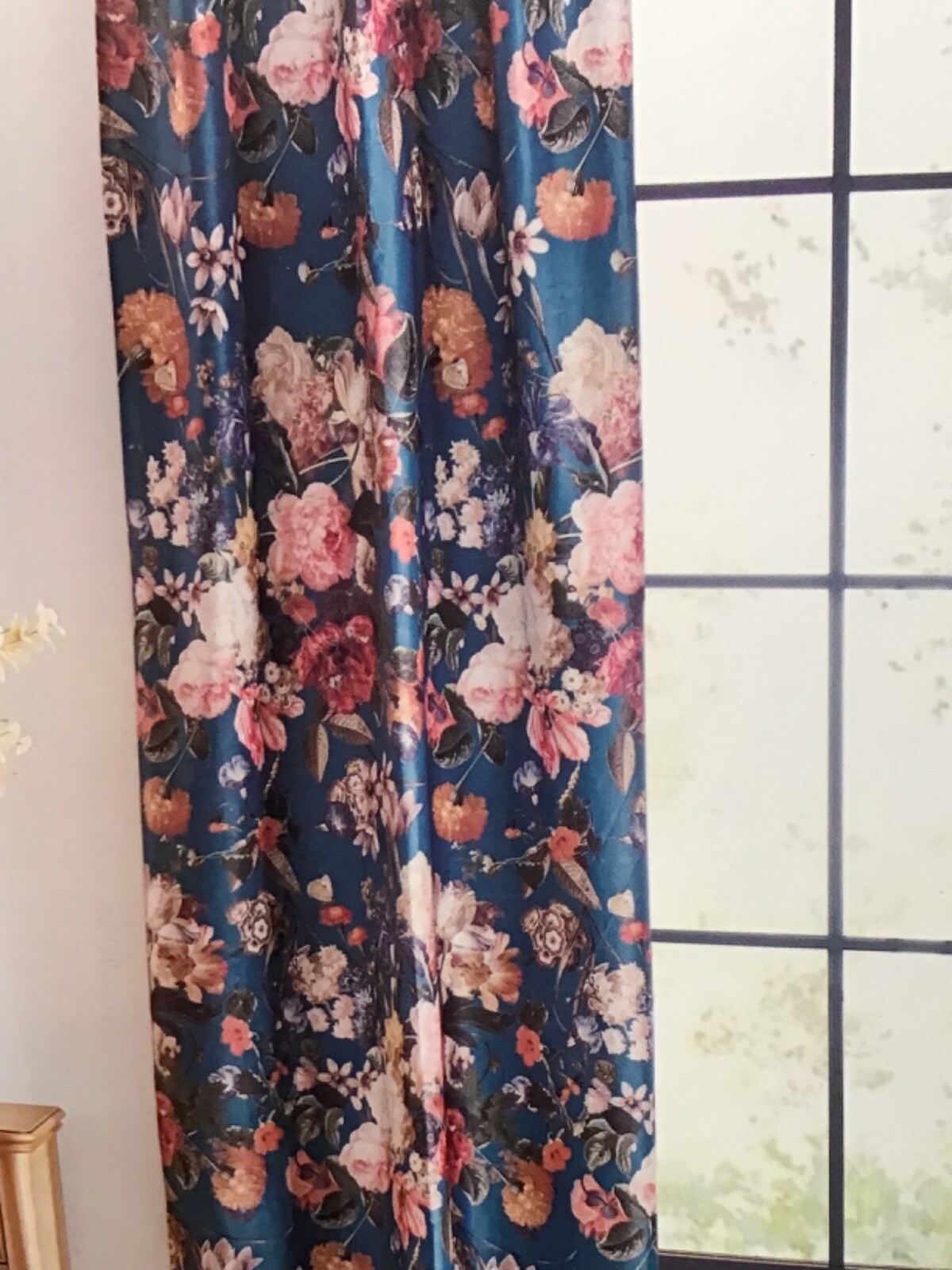 CALLISTO HOME Window Curtain panels 38 x 96 Multicolor Floral 2 Pc Set NEW