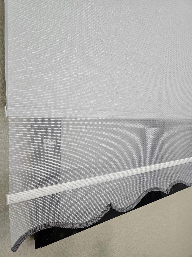 Wavy Stripes Double Mechanism Tulle and Roller Blinds TS2026