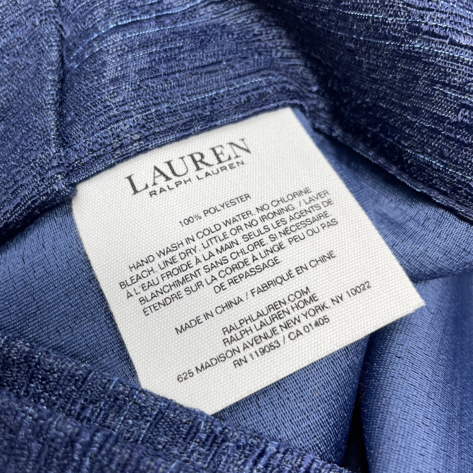 Ralph Lauren LEDA Indigo 52×84 Room Darkening Window Curtains 2 Back Tab Panels