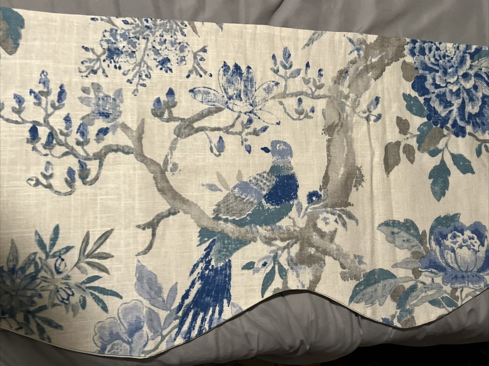RLF Curtain Valance Home Parrot Blue Gray Cream