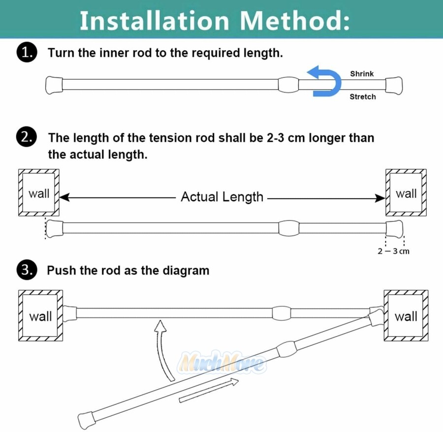 2/4/6Pack Curtain Tension Rods | 23 to 43 inches(Approx.) Spring Curtain Rod Set