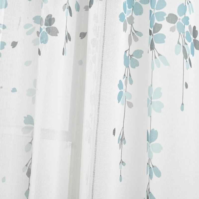 2pk 38"x84" Sheer Weeping Flower Curtain Panels Blue/Gray