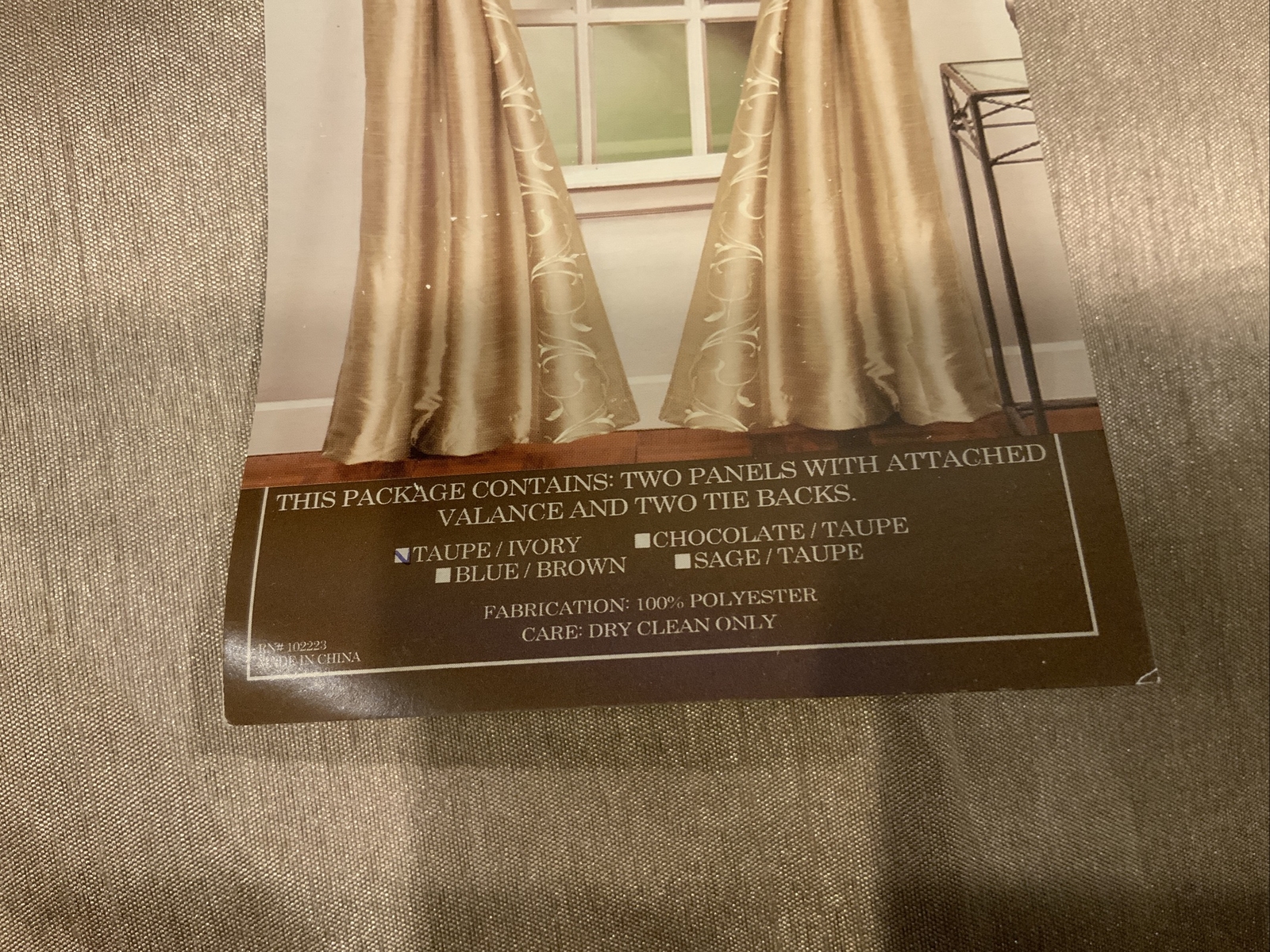 Taupe /Beige Embroidered Curtains 5 Piece Window Sets 58 in x 84 in length