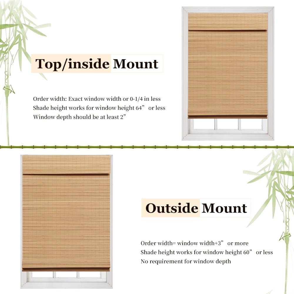 LUCKUP Cordless Bamboo Roman Blinds Shades for Indoor Windows-Blackout Blinds