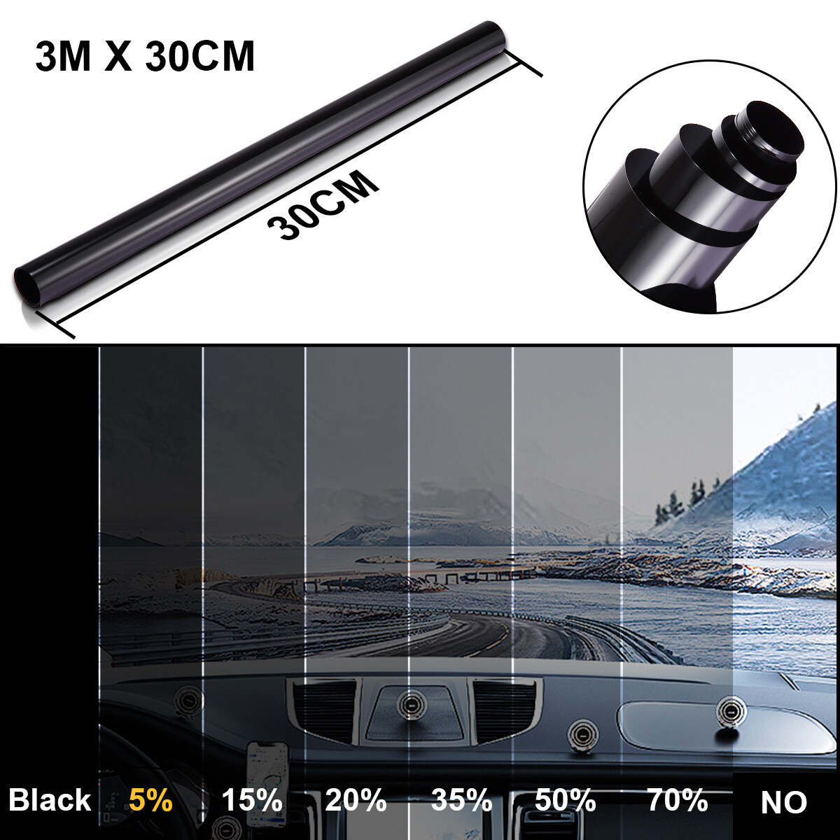 5%/15%/25%/35%VLT Uncut Roll Window Tint Film Car Home Office Glass UV Protecte