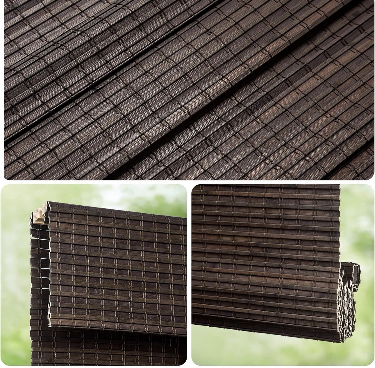 LazBlinds No Drill Cordless Bamboo Roman Shades Roll Up Blinds 22.5′ W x 48” H